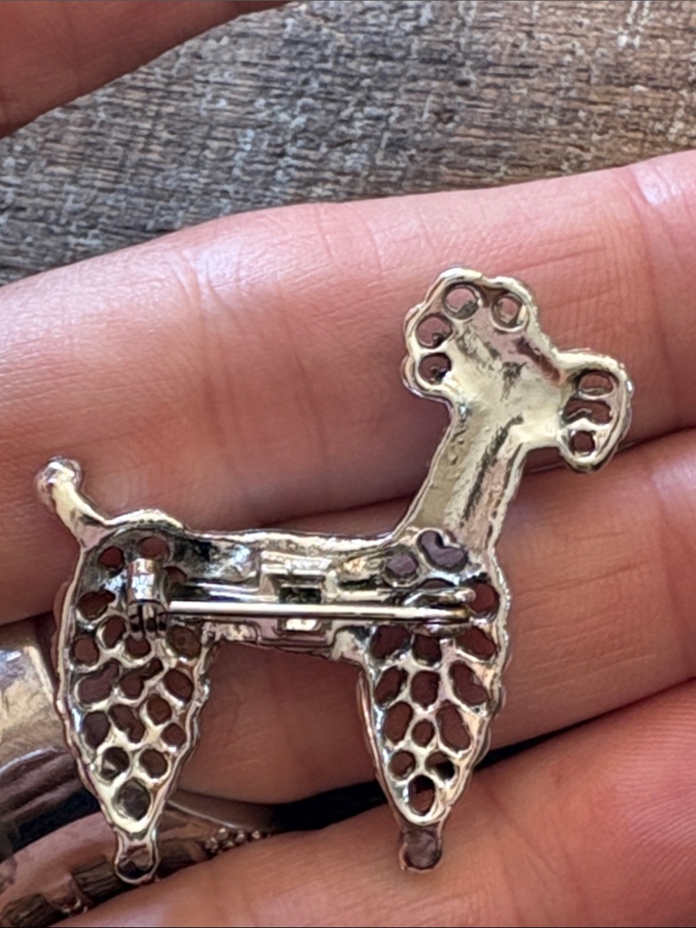 Vintage Crystal Poodle Brooch - Silver Tone with Clear Rhinestones - Picture 3 of 6